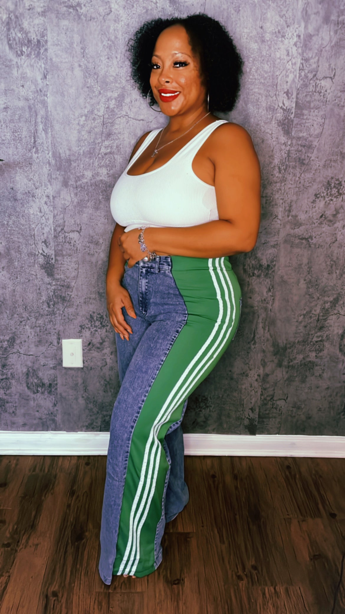 Sporty Stripe Pants |Green