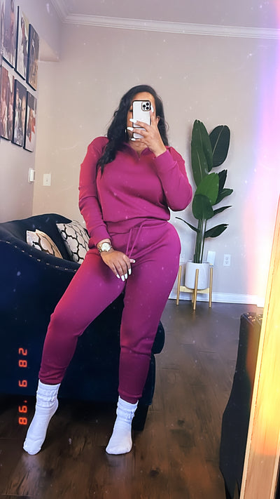 Cozy Fleece Jogger Set (Magenta)