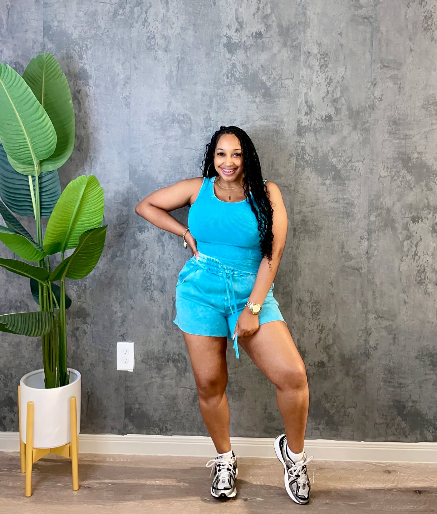 RESTOCK| Essential Acid Wash Short Set (Teal)