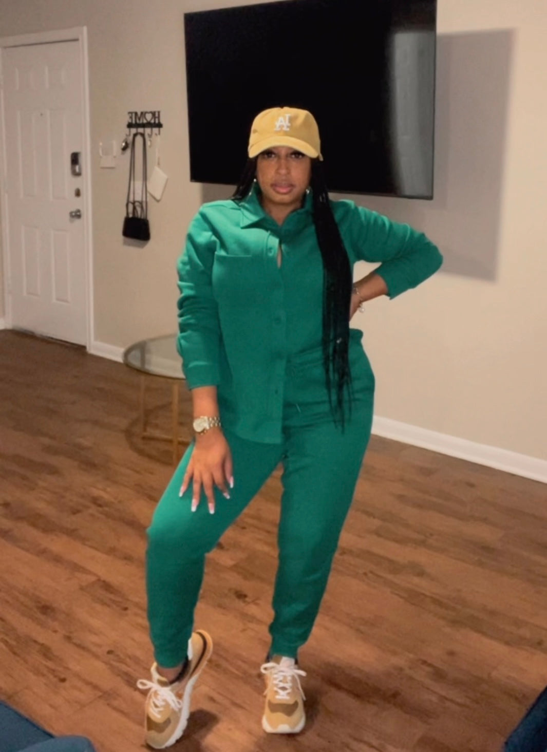 Cozy Button Down Fleece Jogger Set(Green)
