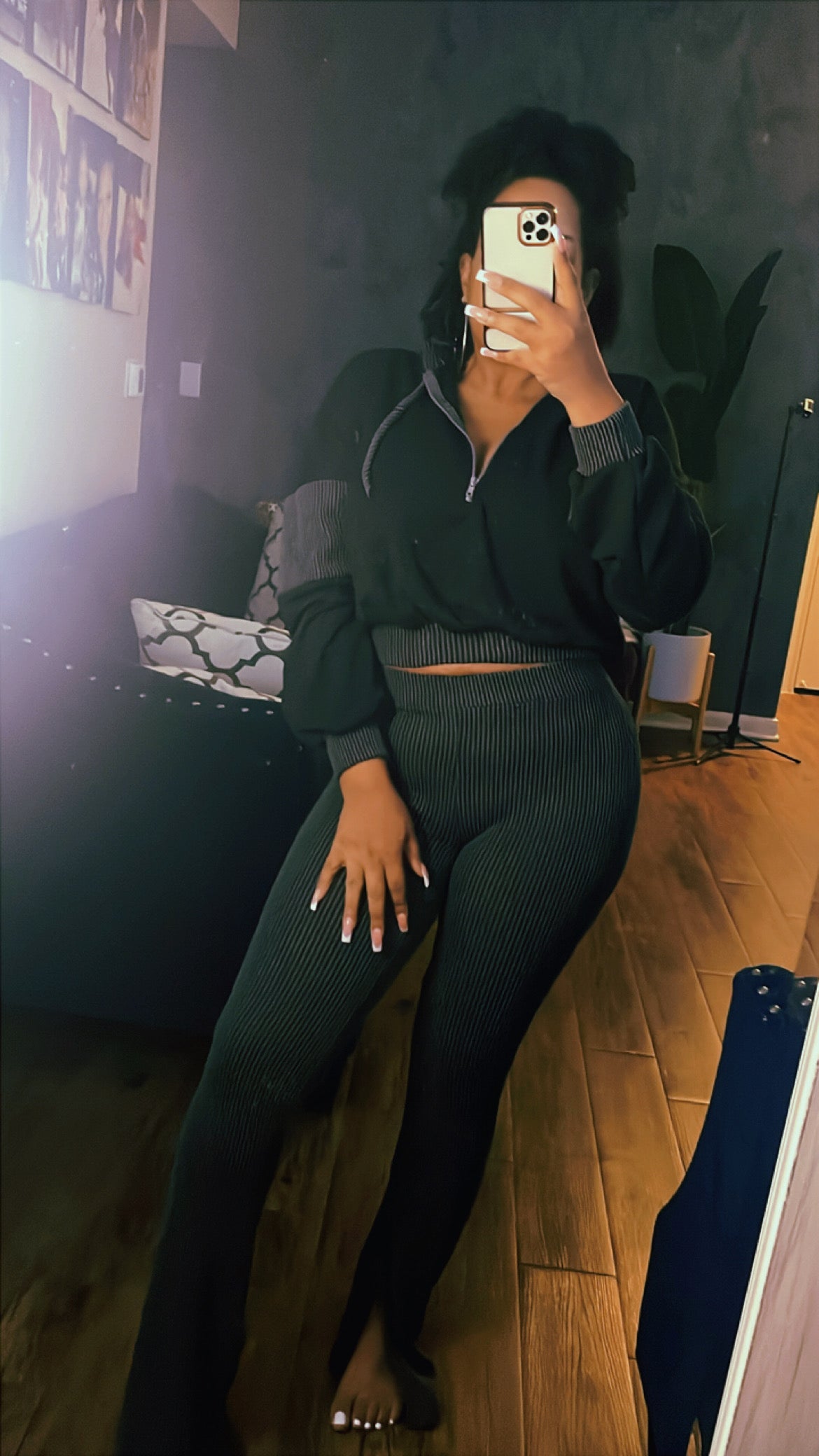 Ribbed Pants Set| Black