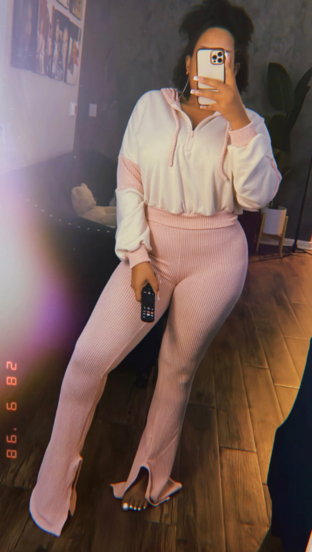 Ribbed Pants Set (Pink)