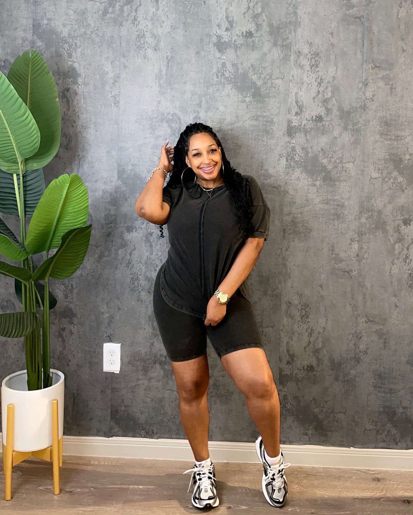 Pretty in Black Biker Shorts Set