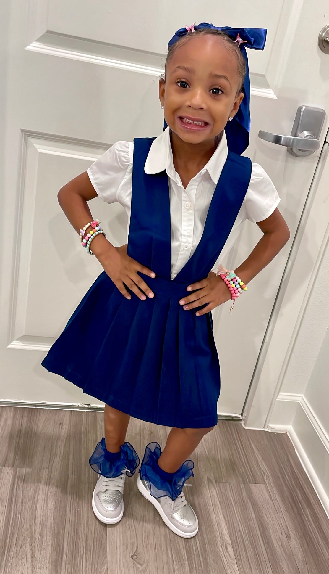 Navy Pleated Dress