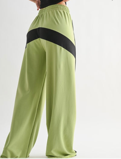 Essential Chic Contrast Pants| Green/Black