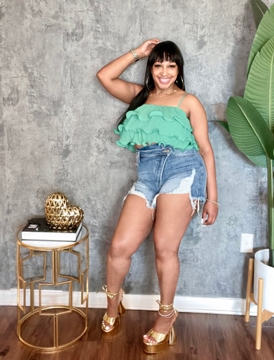 Pretty Girl Ruffle Top (Green)
