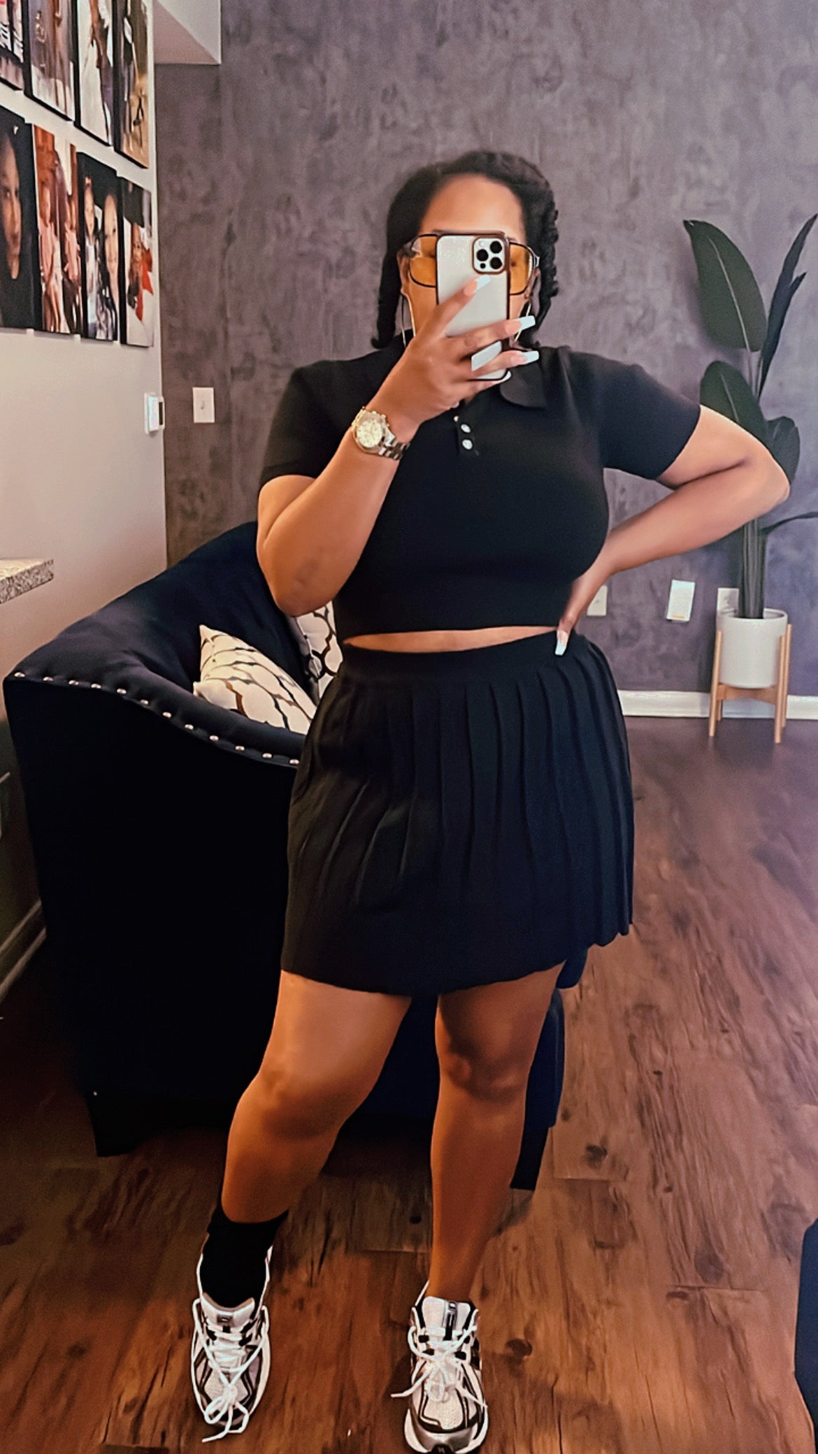 Tennis Bae Skirt Set | Black