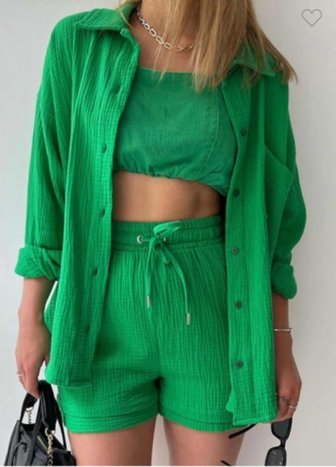 Linen Short Set (Green)