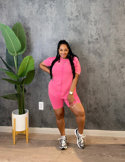 Pretty in Pink Biker Shorts Set