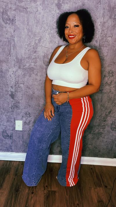 Sporty Stripes Pants| Red