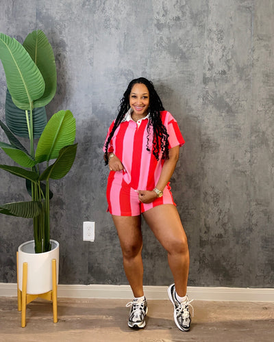 Varsity Stripe Set | Red