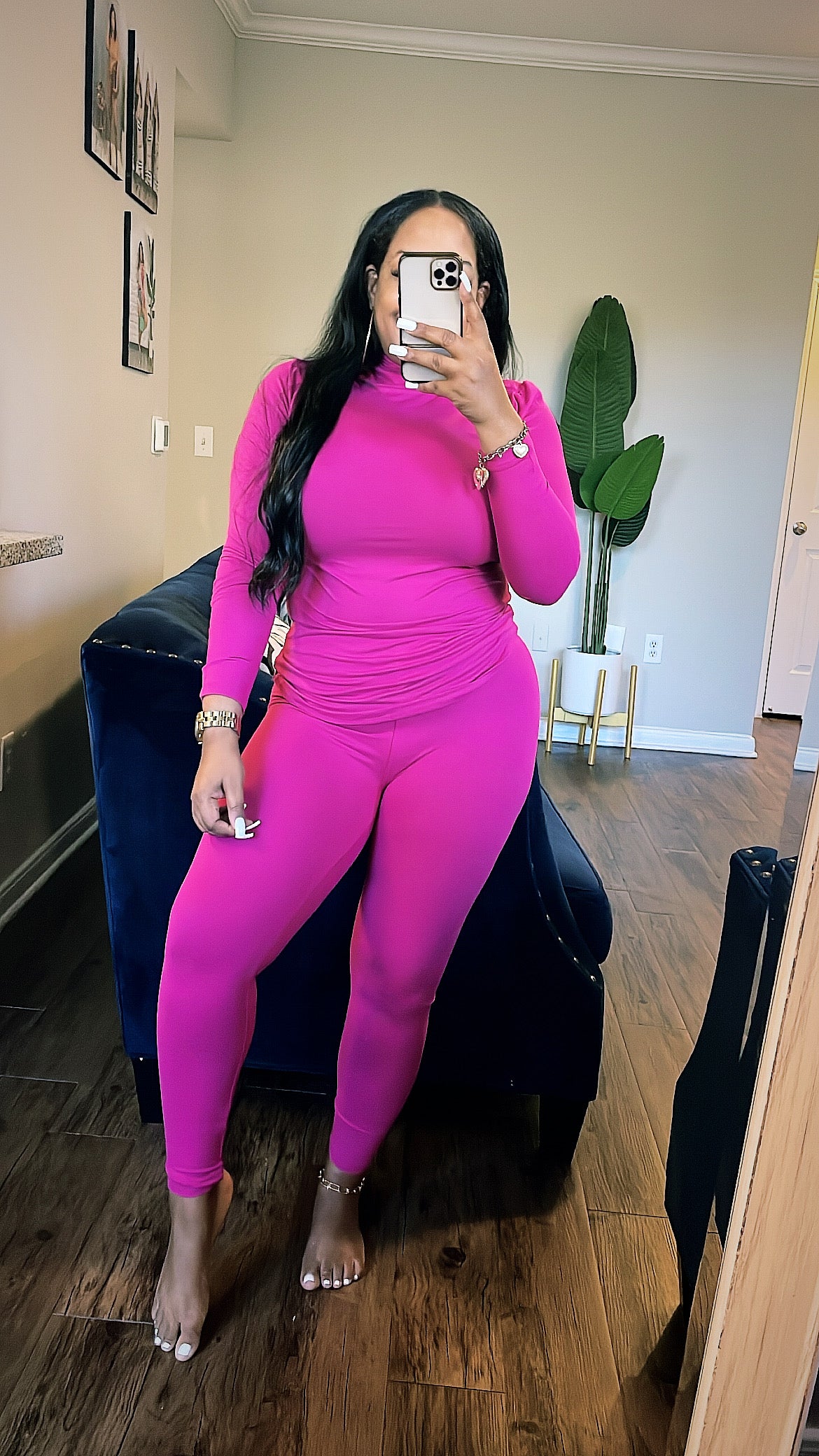 Microfiber Leggings Set (Magenta)