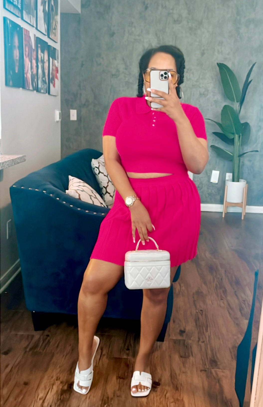 Tennis Bae Skirt Set | Hot Pink