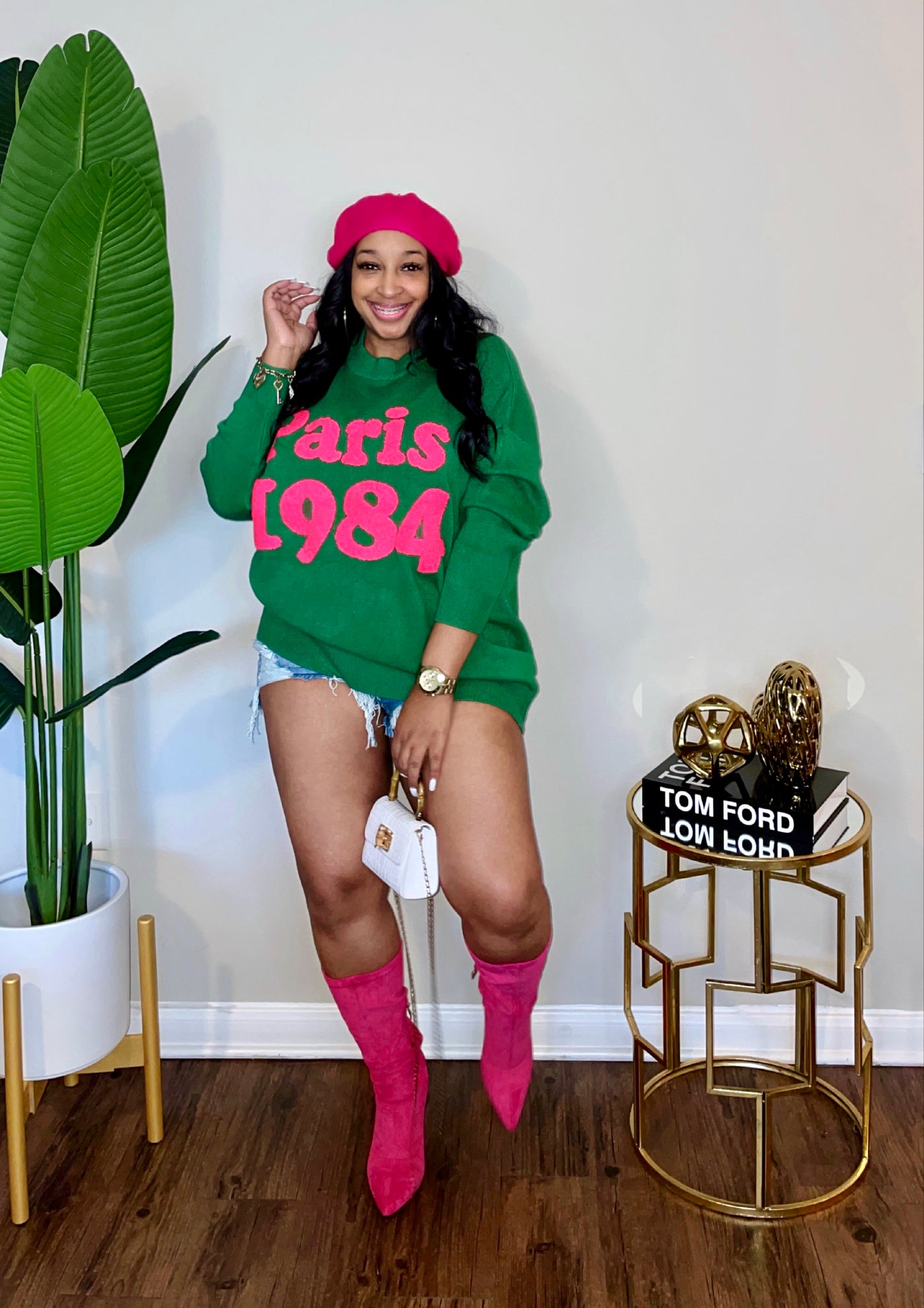 Paris Sweater (Pink/Green)