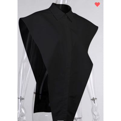 V Cut Button Up w/bodysuit (Black)