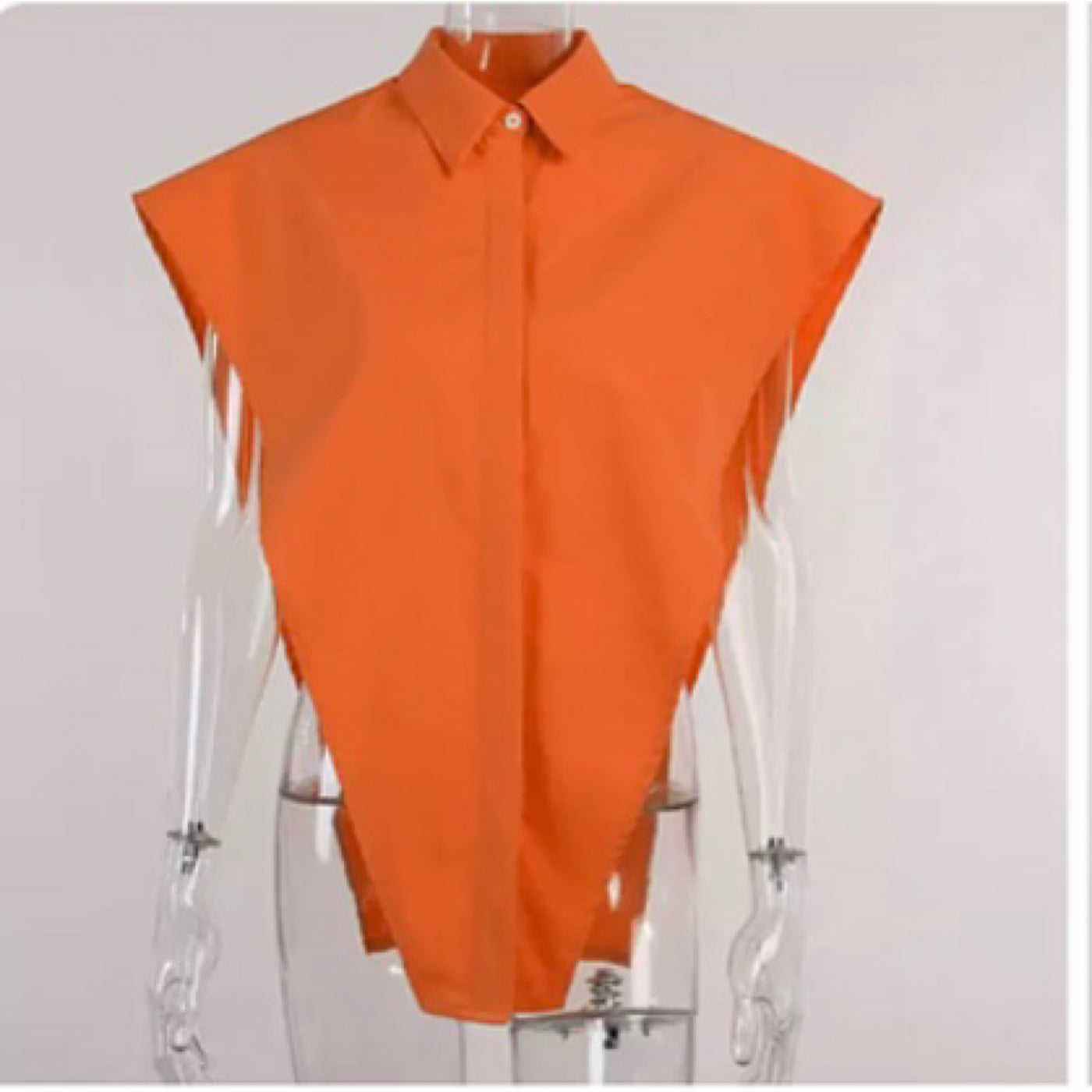 V Cut Button Up w/bodysuit (Orange)